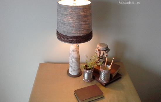 grapevine wire wrapped lamp shade, crafts, repurposing upcycling, Much better now