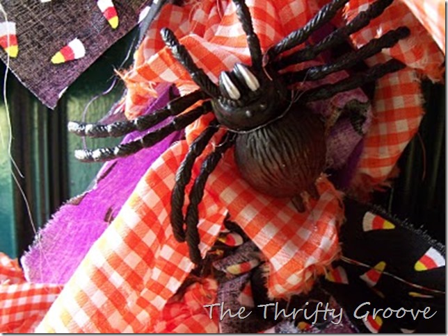 make a halloween fabric wreath, crafts, halloween decorations, repurposing upcycling, seasonal holiday decor, wreaths, Big black spider