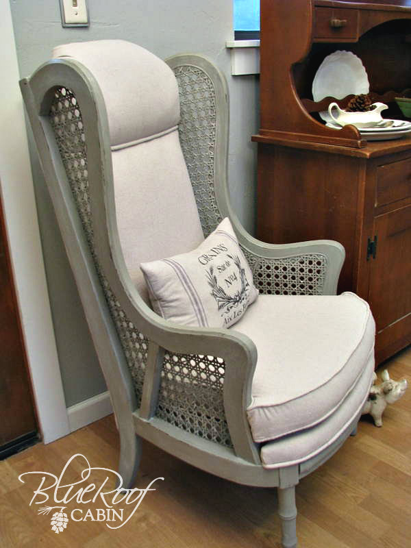 re upholstered chair using drop cloth fabric, painted furniture