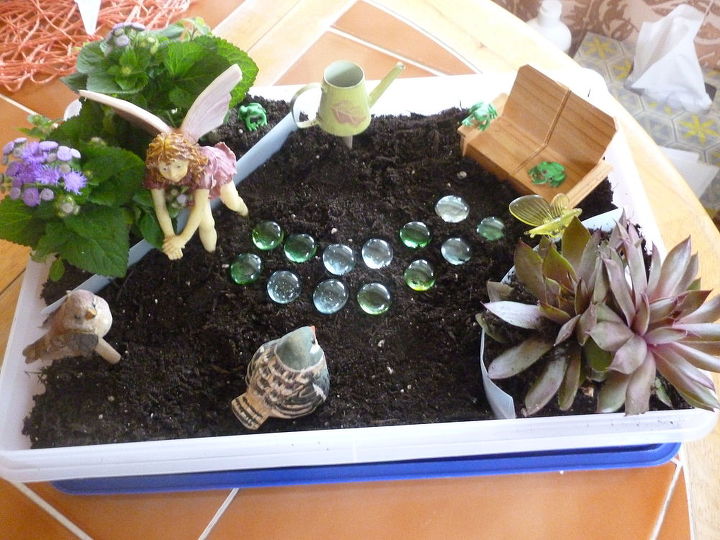 mini fairy garden, container gardening, gardening