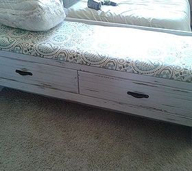 old hotel credenza made into entryway or bed bench, painted furniture, repurposing upcycling, DONE 40 total cost and appx 6 hours labor