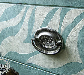beachy zebra sewing table, chalk paint, painted furniture, I just love the silver buffed handle with the beachy themed zebra