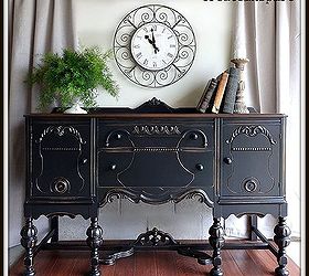 from barn to beautiful antique buffet in black, painted furniture