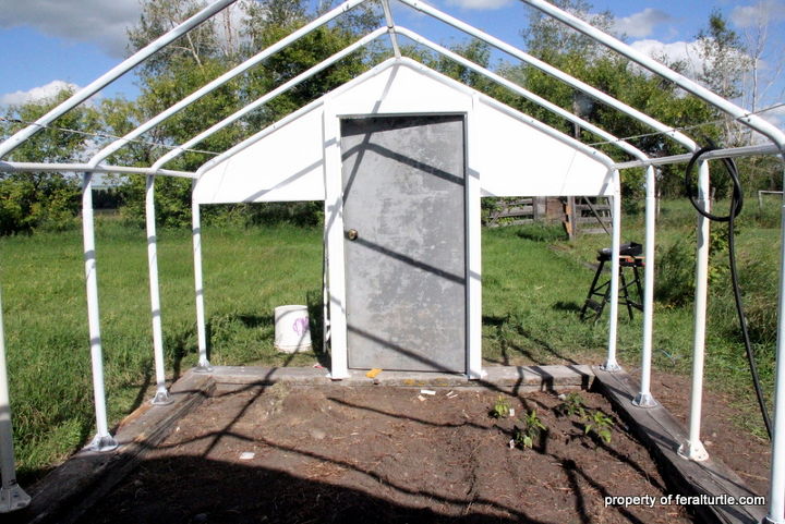 building a greenhouse from mostly recycled materials, gardening, outdoor living, repurposing upcycling, Frame assembled Looking from the inside