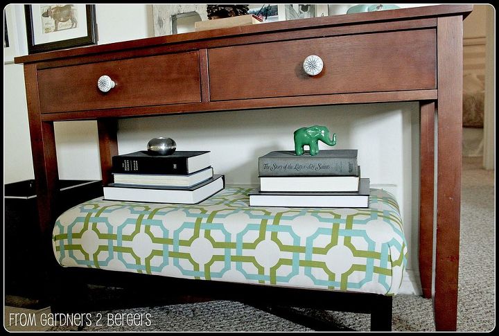 ottoman makeover, painted furniture, Recovered Ottoman Easy furniture update