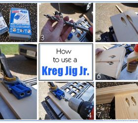 how to build headboard bench, diy, how to, painted furniture, repurposing upcycling, woodworking projects, I used a Kreg Jig to drill pilot holes for attaching my side pieces to the headboard