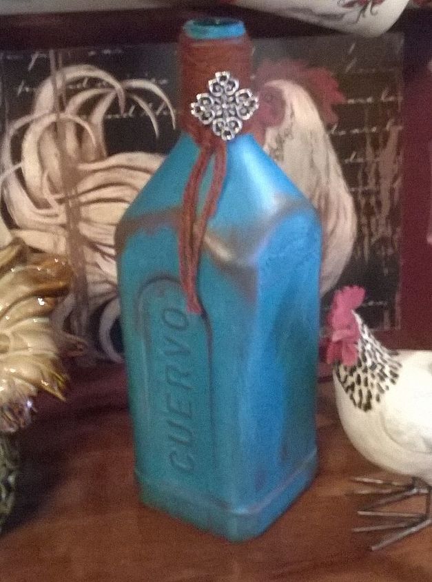 painted bottle, crafts, repurposing upcycling