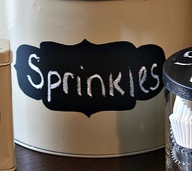 spray paint old christmas tins for pretty storage containers, chalkboard paint, crafts, Free printable chalkboard label on my blog at