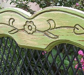 headboard garden bench, diy, outdoor furniture, outdoor living, painted furniture, repurposing upcycling, Headboard Detail