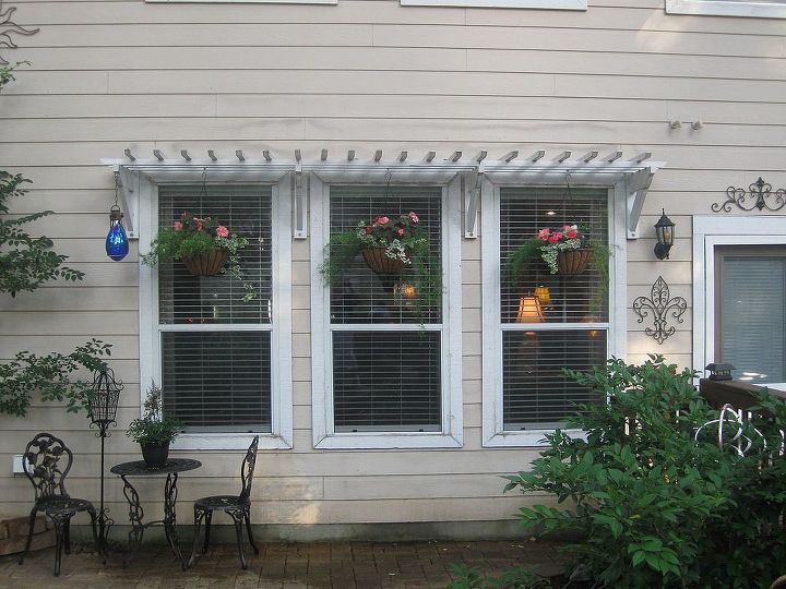 backyard retreat wooden awnings, curb appeal, diy, how to, Adding hanging planters completed the look