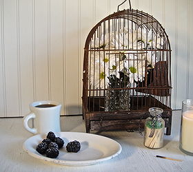 how many of you love birdcages, repurposing upcycling, Stuffed with daisies