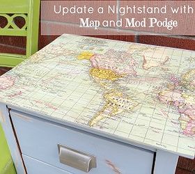 updating furniture with a map and mod podge, painted furniture, Updated Nightstand with a Map and Mod Podge