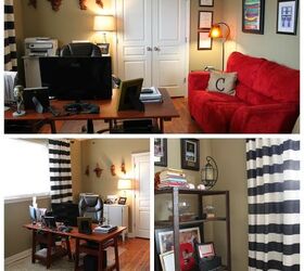 horizontal striped drapes, home decor, living room ideas, reupholster, window treatments, windows