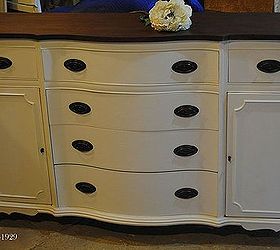 finally a buffet for me, painted furniture, The after new top with routed edge and new feet Glorious