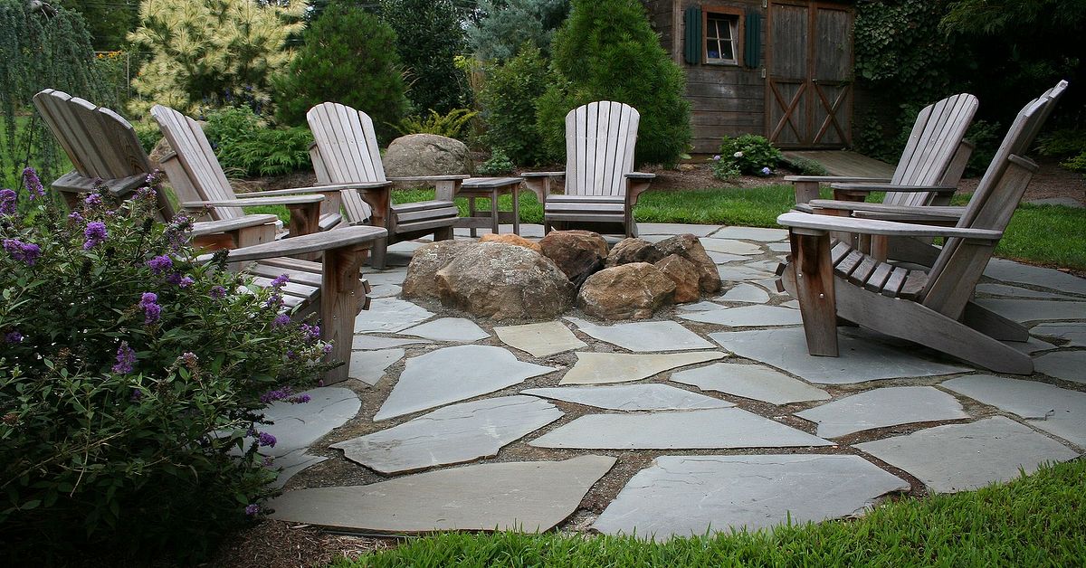 Natural Flagstone Patio & Fire Pit | Hometalk