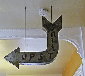 upstairs anyone how to make a metal arrow look like a vintage sign, crafts