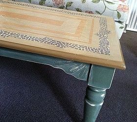 coffee table with animal print gold paint and diy chalk paint, chalk paint, painted furniture, finished with distressed legs and apron