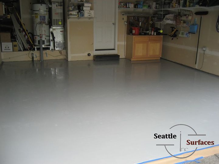 solid colored epoxy garage floor over an epoxy moisture barrier, concrete masonry, flooring, garages, Solid Colored Epoxy Over an Epoxy Moisture Barrier