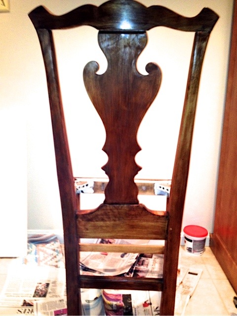 dining room chairs refinishing, painted furniture, starting to stain