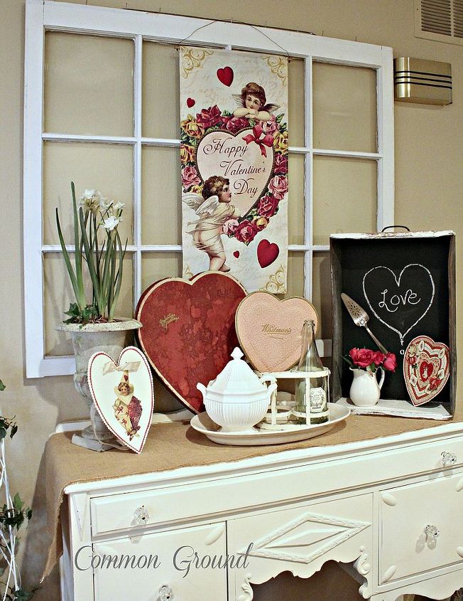 vintage valentine decor, crafts, seasonal holiday decor, valentines day ideas