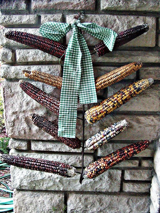 antique corn dryer with indian corn tradition, seasonal holiday d cor, wreaths, Hand forged antique corn dryer