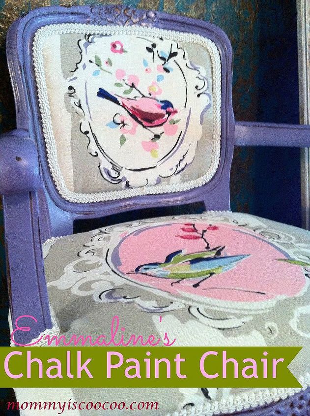 homemade chalk paint distressed child s chair w video, chalk paint, painted furniture, Homemade Chalk Paint Chair Distressed and reupholstered