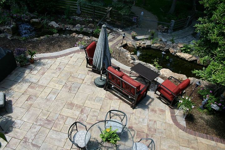 ponds and waterfalls, landscape, ponds water features, Large scale pond and patio job in Shorewood IL