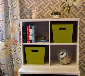 organize in style with a storage bin makeover, organizing, painting, storage ideas, The green goes great with the curtains and adds amazing interest