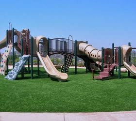 the use of artificial grass for public playgrounds, landscape