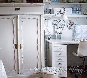 maid s closet makeover with paint and oil cloth, chalk paint, closet, painted furniture, In white her elegant lines and the lovely details on the doors do stand out much more