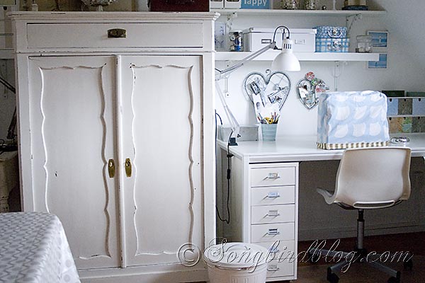 maid s closet makeover with paint and oil cloth, chalk paint, closet, painted furniture, In white her elegant lines and the lovely details on the doors do stand out much more