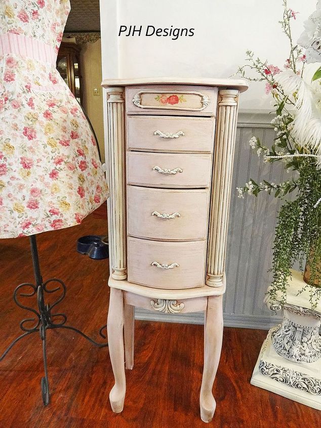 refurbished jewelry armoire, painted furniture, shabby chic