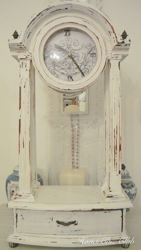 shabby clock makeover, crafts, decoupage, repurposing upcycling