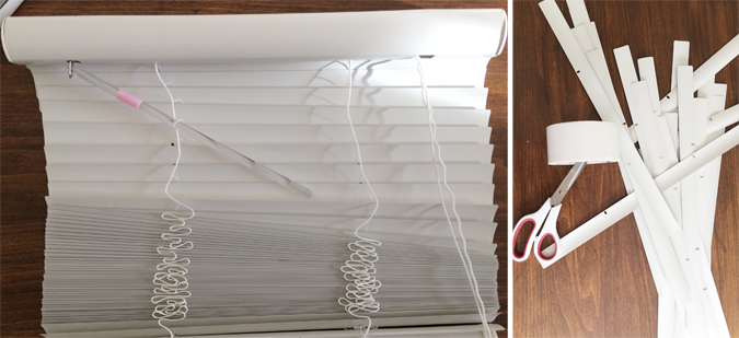 diy sunburst mirror under 10, crafts, Cut the thread out of the blinds Wash the blinds with warm soapy water