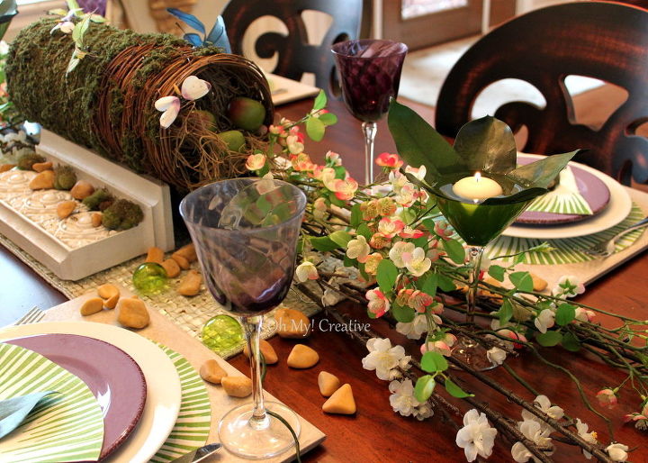 natural elements spring tablescape, home decor, seasonal holiday decor
