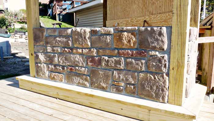 building our outdoor bar, decks, landscape, outdoor living, Stone Facade
