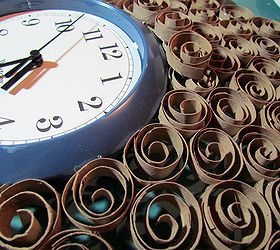 faux brass wall clock, crafts, repurposing upcycling, Faux brass wall clock made with toilet paper tubes recycle diy