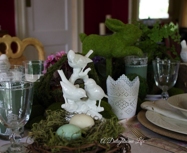 whimsical woodland tablescape for spring, crafts, seasonal holiday decor