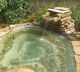 a garden fountain, gardening, ponds water features, And Voila Our fountain is done and running