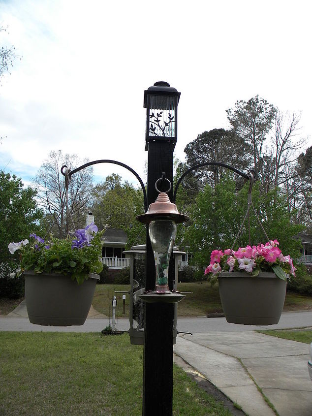 build this freestanding bird feeder and flower post, diy, flowers, gardening, how to, repurposing upcycling, woodworking projects