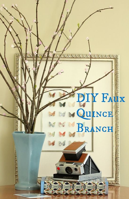 diy faux quince branches, crafts, Using branches from my yard and a faux floral spray I was able to make a more natural looking grouping