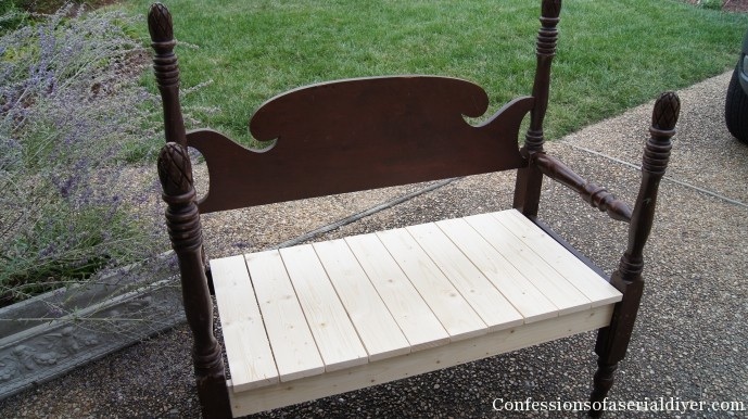 how to build headboard bench, diy, how to, painted furniture, repurposing upcycling, woodworking projects, I cut pine 1X4s for the seat and the piece across the front
