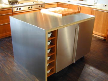 stainless steel, 1 8 Solid Brushed Stainless Steel Countertop with Beveled Edge