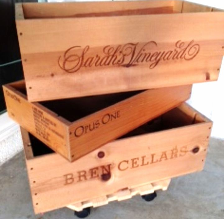 wooden crates as planters line them before planting