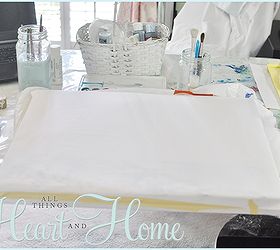 diy summer watercolor pillows, crafts, I stretched my fabric over a heavy piece of cardboard