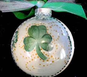 newest items hand painted ornaments, painting, seasonal holiday d cor, Hand Painted Shamrock Ornament The original designer of this Ornament Clear Glass design appears to be floating