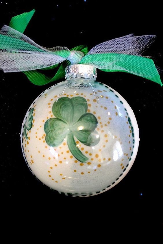 newest items hand painted ornaments, painting, seasonal holiday d cor, Hand Painted Shamrock Ornament The original designer of this Ornament Clear Glass design appears to be floating