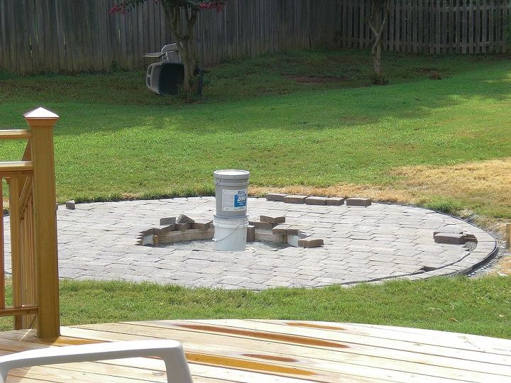down home southern firepit, concrete masonry, diy, how to, outdoor living, Pavers complete now for firepit