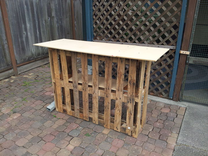 building a tiki bar from pallets, bar made from pallets