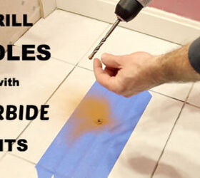 how to replace a tile and save some shekels, diy, flooring, home maintenance repairs, how to, tile flooring, tiling, Add blue tape to the tile and drill holes into it with carbide tipped drill bit